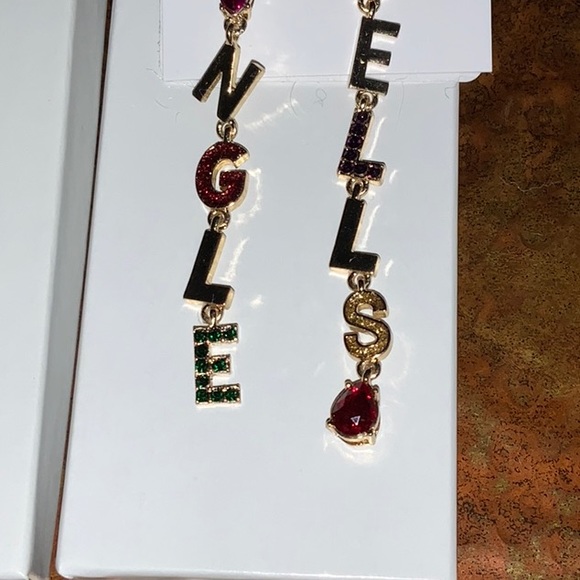 Betsey Johnson Jingle Bells Holiday Post and Clutch Dangle Earrings - Picture 3 of 5